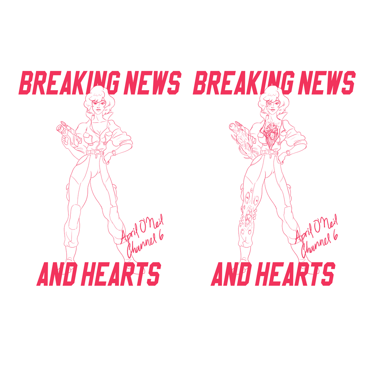 Skizzen zum Design Breaking News and Hearts
